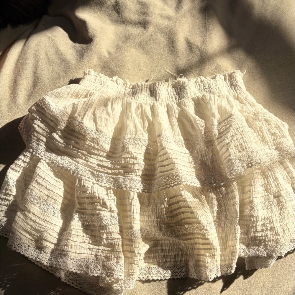 Aerie White Tiered Lace Mini Skirt